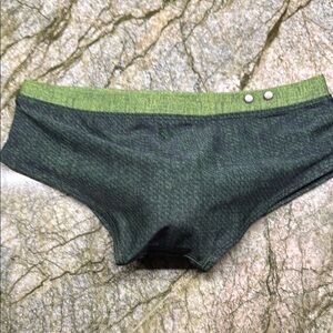 Green Swim Trunks with Low Rise Cut and High Leg Openings